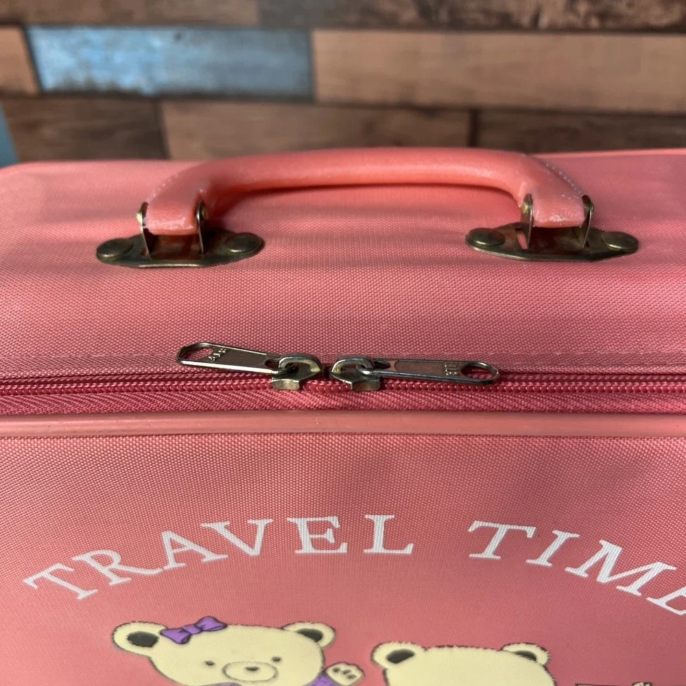Vintage GOING TO GRANDMA'S Pink 1980s Childs Vinyl Suitcase Travel‎ Carry On